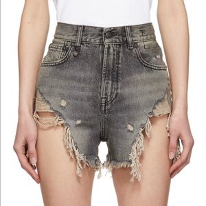 R13 black Shredded Slouch Short